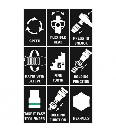 Wera 9722 Özel kesim Sünger 8000C Zyklop 1/2" Cırcır Lokma Set 1 31P 05150112001