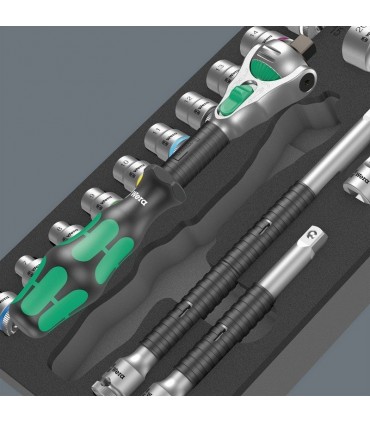 Wera 9721 Özel kesim Sünger 8000B Zyklop 3/8" Cırcır Lokma Set 1 23P 05150111001