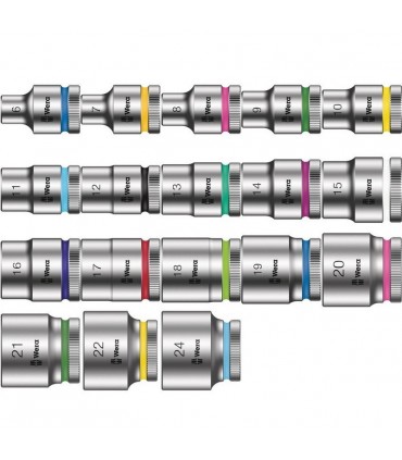 Wera 9721 Özel kesim Sünger 8000B Zyklop 3/8" Cırcır Lokma Set 1 23P 05150111001
