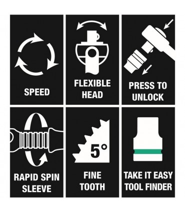 Wera 9721 Özel kesim Sünger 8000B Zyklop 3/8" Cırcır Lokma Set 1 23P 05150111001