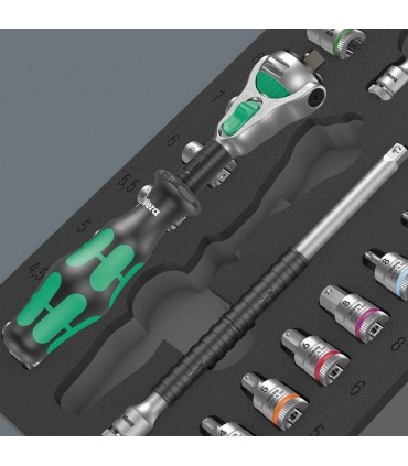 Wera 9720 Özel kesim Sünger 8000A Zyklop 1/4" Cırcır Lokma Set 1 37P 05150110001