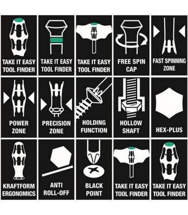 Wera 9713 Özel kesim Sünger Hex Tornavida Set 1 12P 05150104001