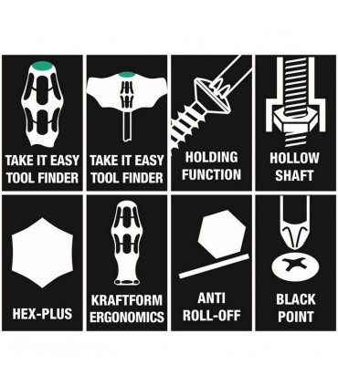 Wera 9713 Özel kesim Sünger Hex Tornavida Set 1 12P 05150104001