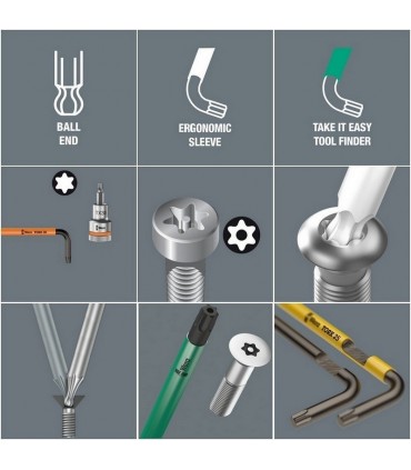 Wera 967 SPKL BO Renkli Allen Anahtar Topbaş Torx TX27 05024356001