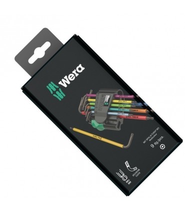 Wera 967/9 SPKL SB Delikli Torx BO Renkli Mıknatıslı Topbaş Allen Anahtar Seti Kısa 05073599001