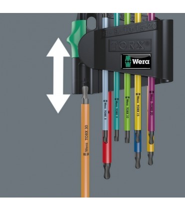 Wera 967/9 SPKL SB Delikli Torx BO Renkli Mıknatıslı Topbaş Allen Anahtar Seti Kısa 05073599001