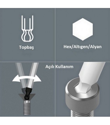 Wera 950 SPKS Renkli Kısa Allen Anahtar Topbaş HexPlus 5/16" 05022658001