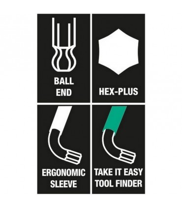 Wera 950 SPKL Renkli Alyan Anahtar Topbaş HexPlus 3/16" 05022634001