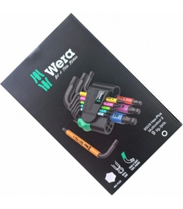 Wera 950/9 SPKS SB HexPlus Topbaş Renkli Alyan Kısa Set 05133164001