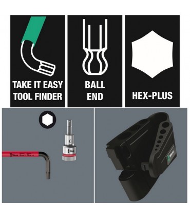 Wera 950/9 SPKS SB HexPlus Topbaş Renkli Alyan Kısa Set 05133164001