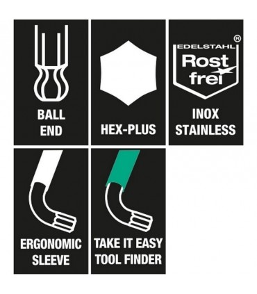 Wera 950/9 SPKS HexPlus Topbaş Renkli Alyan Kısa Set Emperyal 3 05022641001
