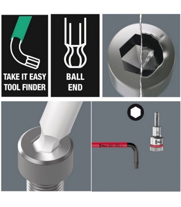 Wera 950/9 SPKL Renkli HexPlus Topbaş Allen Set 3 Mıknatıslı 05133165001