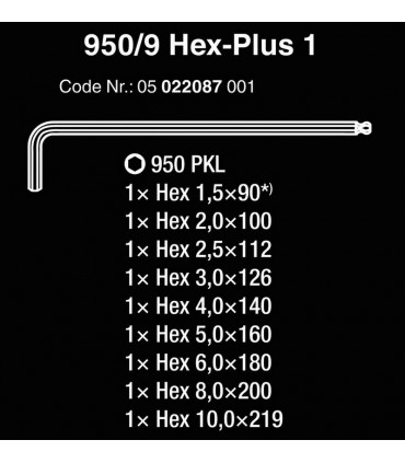 Wera 950/9 PKLS Hexplus Krom Topbaş Alyan Seti 05073594001