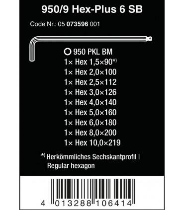 Wera 950/9 PKL BM 6 SB Alyan Seti Topbaş HexPlus 05073596001