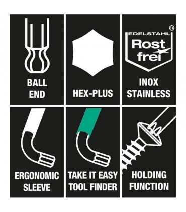 Wera 950/9 L HF HexPlus Krom Uzun Alyan Seti 05022130001