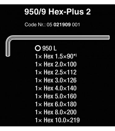 Wera 950/9 HexPlus 2 Krom Kaplı Alyan Anahtar Seti 05021909001