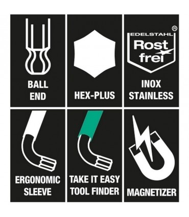 Wera 950/7 SPKL Hexplus Mıknatıslı Topbaş Renkli Alyan Seti 05022534001