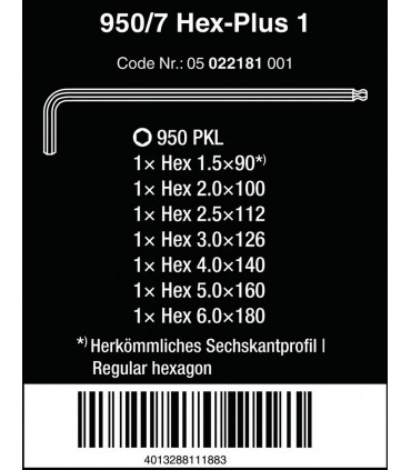 Wera 950/7 PKL Krom Alyan Seti 1 Topbaş Hexplus 05022181001