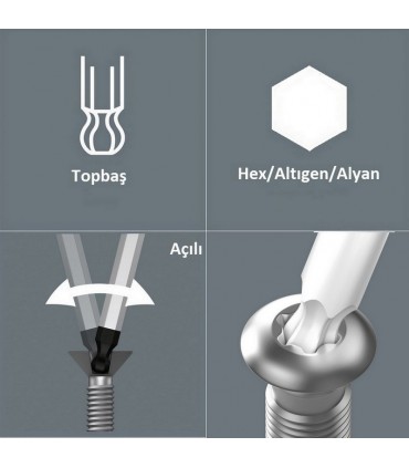 Wera 950/7 PKL Krom Alyan Seti 1 Topbaş Hexplus 05022181001