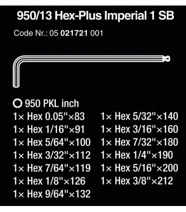 Wera 950/13 PKL SB HexPlus Topbaş Alyan Seti Imperyal 05021721001
