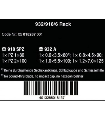 Wera 932 918 Pozidriv Düz Keski Tornavida Seti 6P 05018287001