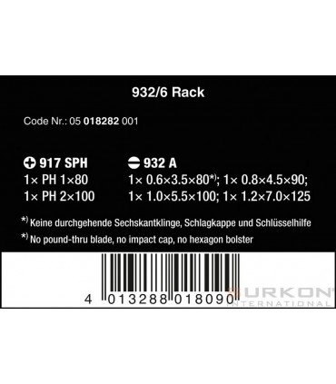 Wera 932 917 Yıldız Düz Keski Tornavida Seti 6P 05018282001