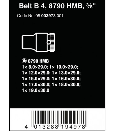 Wera 8790 HMB Zyklop 3/8" Lokma Seti Belt B4 05003973001