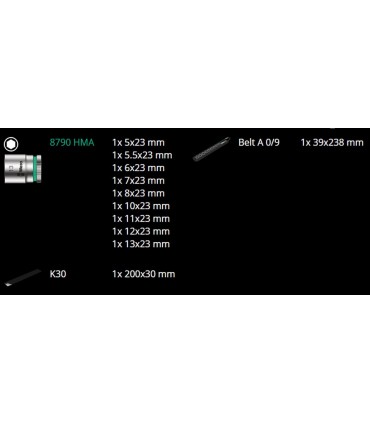 Wera 8790 HMA Zyklop 1/4" Lokma Seti Belt A4 05003883001