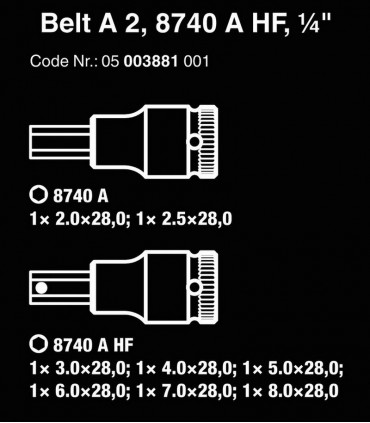 Wera 8740 A HF Zyklop 1/4" Lokma HexPlus Bits 28mm Set 05003881001