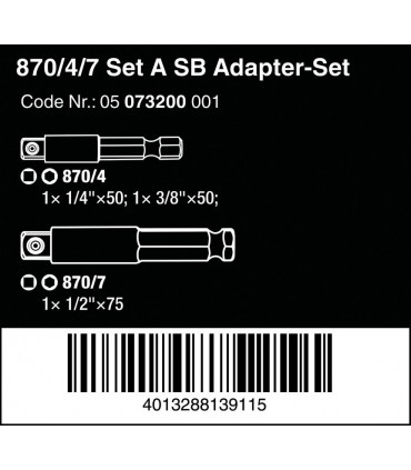 Wera 870/4/7 Bits Lokma Çevirici Seti 05073200001