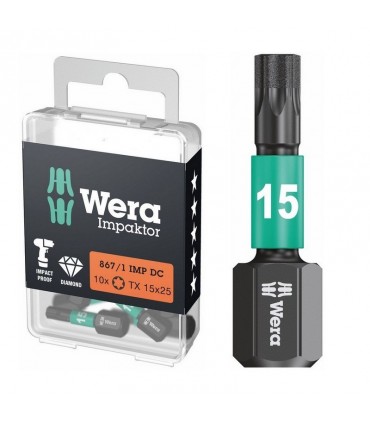Wera 867/1 IMP DC Torx Bits Uç 25mm TX15 10 Adet 05057623001