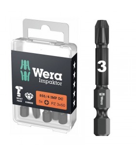 Wera 855/4 IMP DC Impaktor Pozidriv Bits PZ3x50mm 5 Adet 05057662001