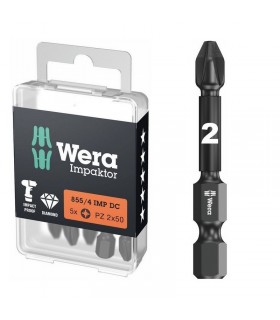 Wera 855/4 IMP DC Impaktor Pozidriv Bits PZ2x50mm 5 Adet 05057661001