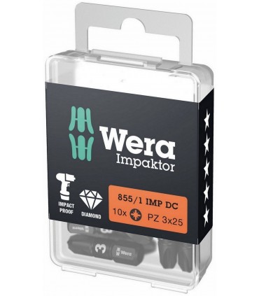 Wera 855/1 IMP DC Impaktor Pozidriv Bits Uç 25mm PZ3 10 Adet 05057622001