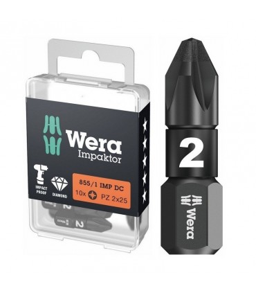 Wera 855/1 IMP DC Impaktor Pozidriv Bits Uç 25mm PZ2 10 Adet 05057621001