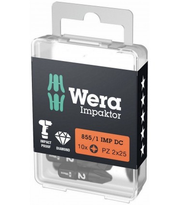 Wera 855/1 IMP DC Impaktor Pozidriv Bits Uç 25mm PZ2 10 Adet 05057621001