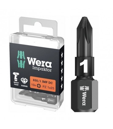 Wera 855/1 IMP DC Impaktor Pozidriv Bits Uç 25mm PZ1 10 Adet 05057620001
