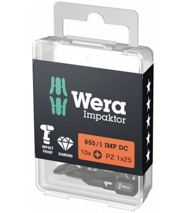 Wera 855/1 IMP DC Impaktor Pozidriv Bits Uç 25mm PZ1 10 Adet 05057620001