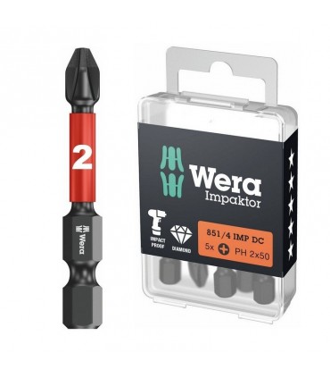 Wera 851/4 IMP DC Yıldız Bits Uç PH2x50mm 5 Adet 05057656001