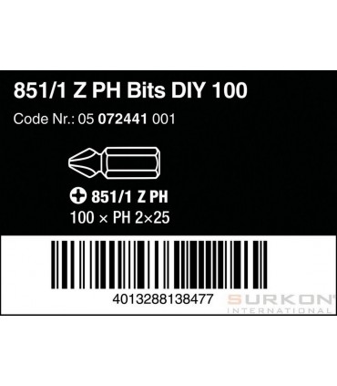Wera 851/1 Z Yıldız Bits Uç 25mm PH2 100 Adet 05072441001