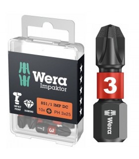 Wera 851/1 IMP DC Yıldız Bits Uç 25mm PH3 10 Adet 05057617001