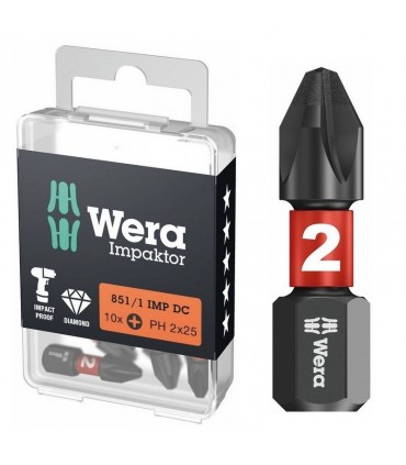 Wera 851/1 IMP DC Yıldız Bits Uç 25mm PH2 10 Adet 05057616001