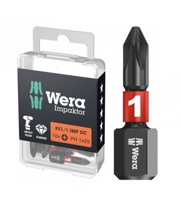 Wera 851/1 IMP DC Yıldız Bits Uç 25mm PH1 10 Adet 05057615001