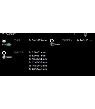 Wera 846/8 Üç Oluklu Havşa Matkap Uç Seti 8li 05104650001