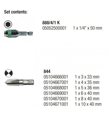 Wera 844/7 Klavuz Açıcı Matkap Uç Seti 05104654001