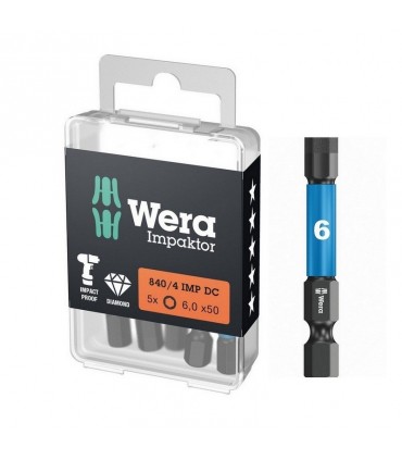 Wera 840/4 IMP DC HexPlus Bits Uç 50x6mm 5 Adet 05057646001