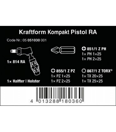 Wera 814 RA Pistol Cırcırlı Tornavida Bits Seti 05051030001