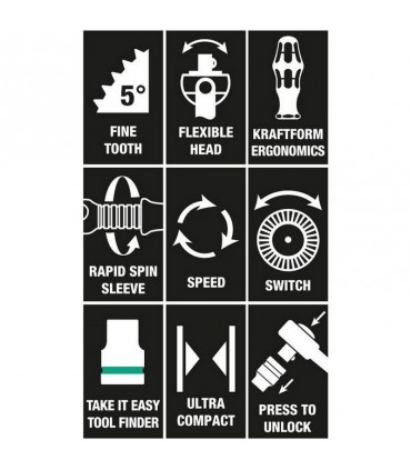Wera 8100 SC6 Zyklop Speed Cırcır 1/2" Lokma Bits Seti 05004076001