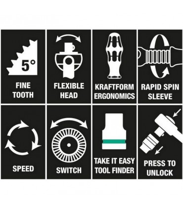 Wera 8100 SC2 Zyklop Speed Cırcır 1/2" Lokma Bits Seti 05003645001