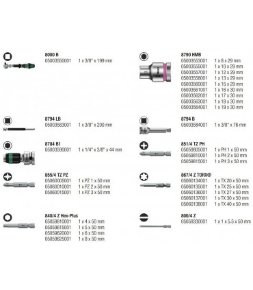 Wera 8100 SB6 Zyklop Speed Cırcır 3/8" Lokma Bits Seti 05004046001